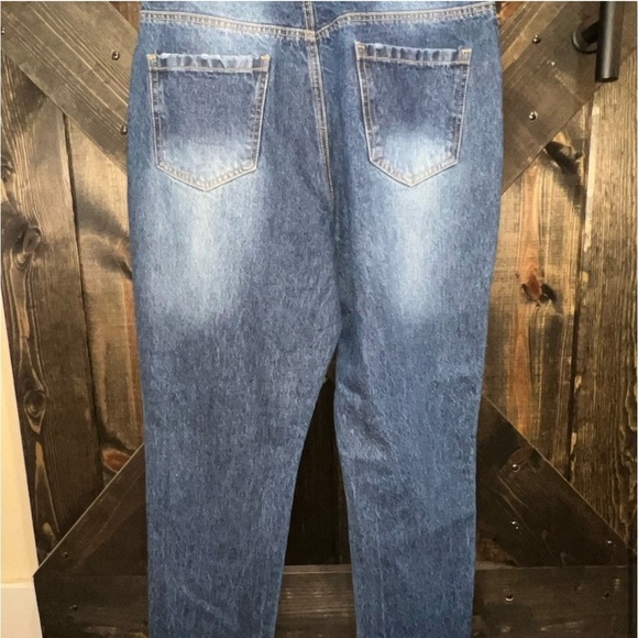 New Vintage Distressed Jeans 10 High Waist Ankle Fringe Hem Skinny Denim Medium - Picture 10 of 12